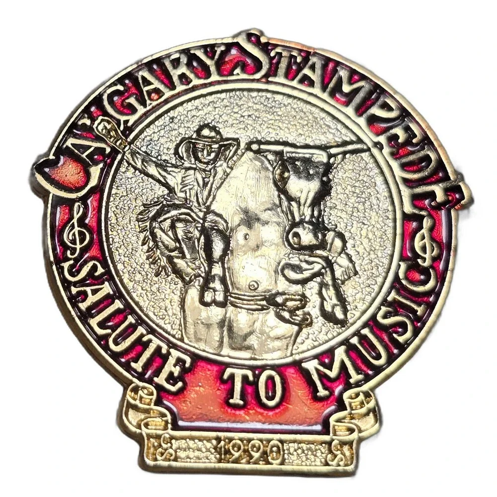 1990 Calgary Stampede Salute To Music Rodeo Alberta Lapel Vest Hat Pin E27